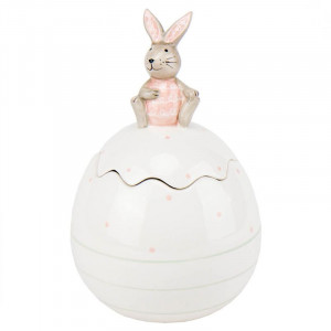 Керамическая емкость для хранения B0301494 Пасхальный кролик шкатулка белая 1,4 л. 