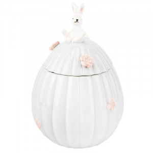 Шкатулка керамическая B0301496 Пасхальный кролик емкость для хранения серая 1,5 л. 