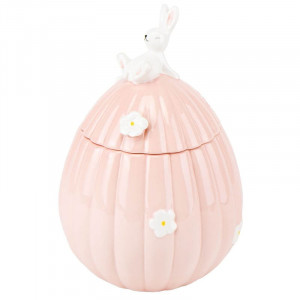 Ємність для зберігання керамічна B0301497 Пасхальний кролик скринька рожева 1,5 л.