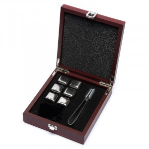 Подарочный набор камней для виски стальных в деревянной коробке B980059