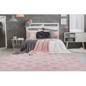 Однотонний килим ручної роботи B168021 Arte Espina з м'яким ворсом у стилі модерн рожевий 80x150 см.