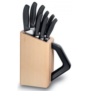 Набор ножей 8 шт на деревянной подставке с черной ручкой Victorinox B670575