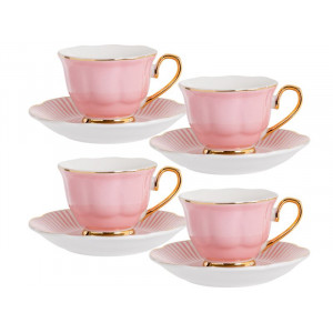 Набір кавовий 8 предметів чашка 90 мл блюдце 11,5 см рожевий B110822