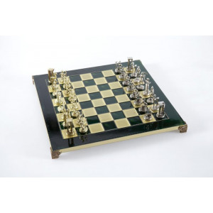 Шахи в дерев'яному футлярі ручна робота латунь зелені 36х36 см Manopoulos B670497
