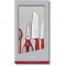 Кухонный набор 2 ножа ножницы овощечистка с красной ручкой Victorinox B2203717