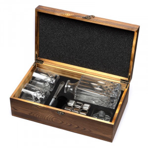 Подарочный набор для виски графин 2 стакана 6 камней металлических для охлаждения B980050