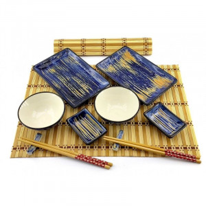 Набор посуды для суши на 2 персоны керамика желто синий B670569