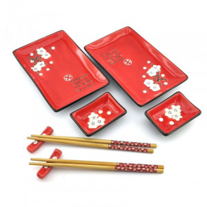 Сервиз для суши на 2 персоны керамика красный B670540