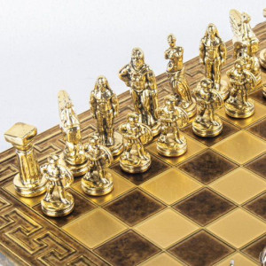 Шахматы подарочные мини Греция 28х28 см. дорогая серия в деревянном футляре коричневые B670422