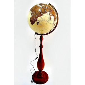 Глобус напольный Античный в стиле барокко на высокой деревянной ножке с подсветкой 420 мм Glowala B540282