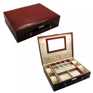 Скринька для коштовностей та годинників з дзеркалом коричнева 32,5х26х9 см B670525