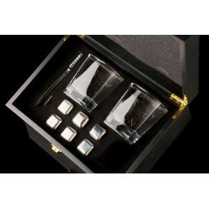 Набор для виски в подарочной деревянной коробке Decanto с металлическими камнями для охлаждения B980041 подарок мужчине