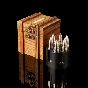 Набор 6 камней-пуль для охлаждения виски подарочный B980046 в деревянной коробке Decanto