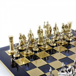 Шахматы подарочные 44х44 см элитная дорогая серия вес 7,4 кг в деревянном футляре синие B670398