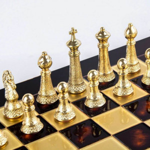 Шахматы подарочные 44х44 см элитная дорогая серия вес 7,4 кг в деревянном футляре красные B670408