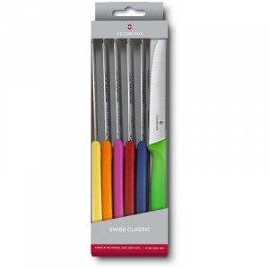 Кухонный нож с цветной ручкой набор 6 шт Victorinox B670579