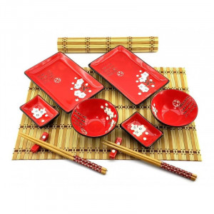 Набор посуды для суши на 2 персоны керамика красный B670563