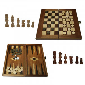 Набір 3 в 1 шахи нарди дерево 32х30 см Manopoulos B670504