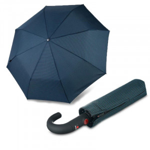 Чоловічий складний парасолька автомат 8 спиць ручка гак чорно синій 97x33 см Knirps B2203622