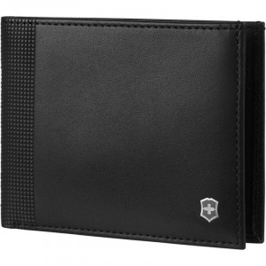 Мужское портмоне кожаное с RFID защитой черное 11x9x1 см Victorinox B2204021