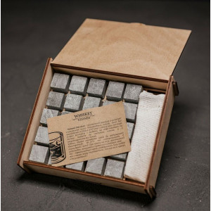 Камені для віскі набір 25 шт. подарунковий B141004 стеатит у дерев'яній коробці