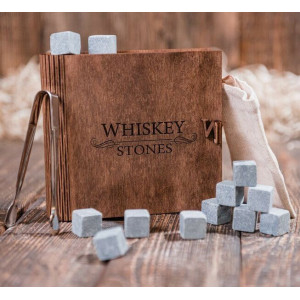 Набір каменів для віскі Whiskey stones B141008 у дерев'яній коробці 12 шт.