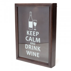 Скарбничка рамка для винних пробок 38*28*6 см. чорна Keep calm and drink wine BPRK-63