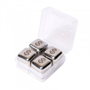 Камені кубики для віскі метал 4 шт Decanto B980031 "Долар"