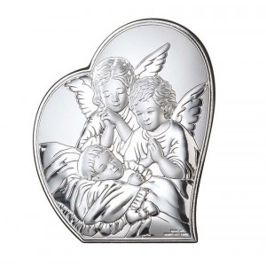 Икона серебряная Италия 9*11 см. Ангел возле младенца B108062