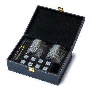 Подарочный набор для виски с камнями и 2 стаканами 25*18*10,5 см. B980039 