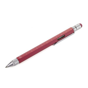 Шариковая ручка-стилус линейкой, уровнем и отверткой красная Германия B410079