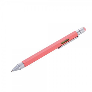 Стилус ручка шариковая с линейкой, уровнем и отверткой коралловая Германия B410080