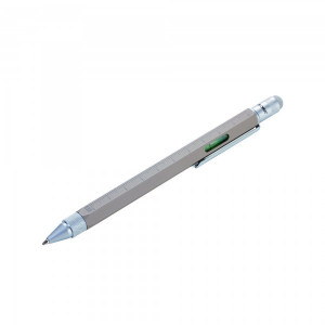 Ручка шариковая со стилусом, линейкой, уровнем и отверткой серая Германия B410081