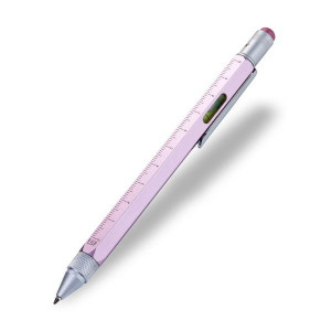 Шариковая ручка со стилусом, линейкой, уровнем и отверткой розовая Германия B410114