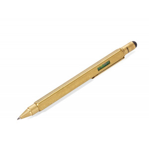 Ручка шариковая со стилусом, линейкой, уровнем и отверткой золотистая Германия B410373