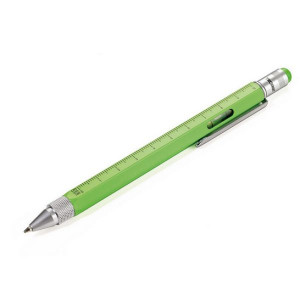 Ручка-стилус шариковая с линейкой, уровнем и отверткой зеленая Германия B410374