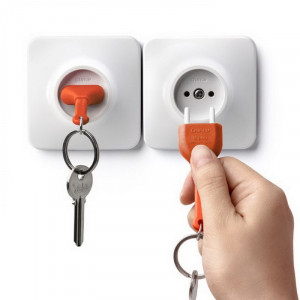 Набор ключница настенная с брелком для ключей бело-оранжевая Таиланд B115145
