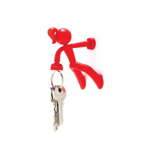 Крючок оригинальный для ключей Девушка 7х8х6 см. красный Израиль B115218