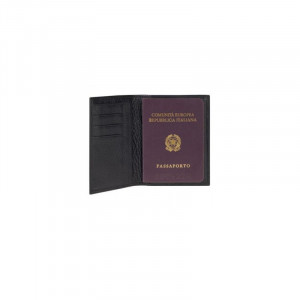 Обкладинка на паспорт шкіряна Італія чорна 10,5*14*1,2 см. B2201025