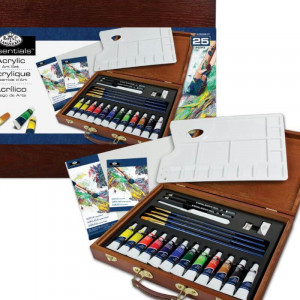 Подарочный набор акриловых красок в деревянном чемодане 25 предметов 34*27*6 см. США B540339