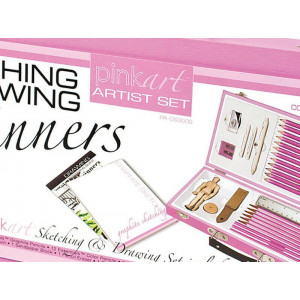 Набор для рисования с карандашами для девочки в розовом кейсе 29 предметов 33*17*5 см. США B540349