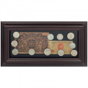 Панно подарункове банкнота з монетами 25*47 см. B510065