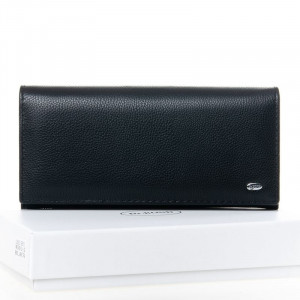 Чорний жіночий шкіряний гаманець 18,5*9*3,5 см. B300797