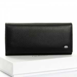 Жіночий шкіряний гаманець з монетницею не засувкою 18,5*9*3,5 см. чорний B300799