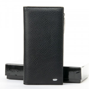 Чоловічий гаманець з кишенями для візитних карток шкіряний 10*19*3 см. чорний B300890