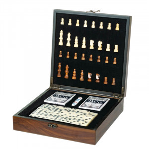 Набор подарочный шахматы, карты, домино, 3 в 1 набор 24х24х7 см B030732