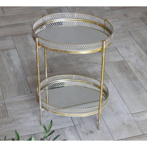 Металевий кавовий столик із дзеркальною стільницею 46*33*65 см. золотистий B480299