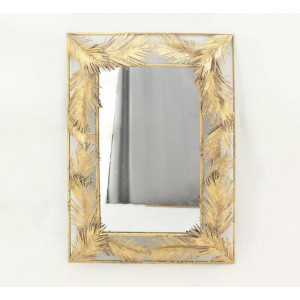 Настенное зеркало в прихожую металлическое 80*6*110,5 см. золотистое B480357