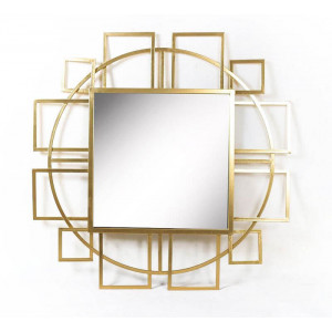 Декоративне дзеркало настінне металеве 106*106*2,5 см. золотисте B480359