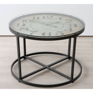 Журнальний столик з годинником 80х80х56 см металевий Норвегія B480435